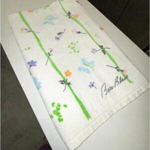 Vintage Designer Cotton Bath Towel Spring Floral and Butterflies BILL BLASS